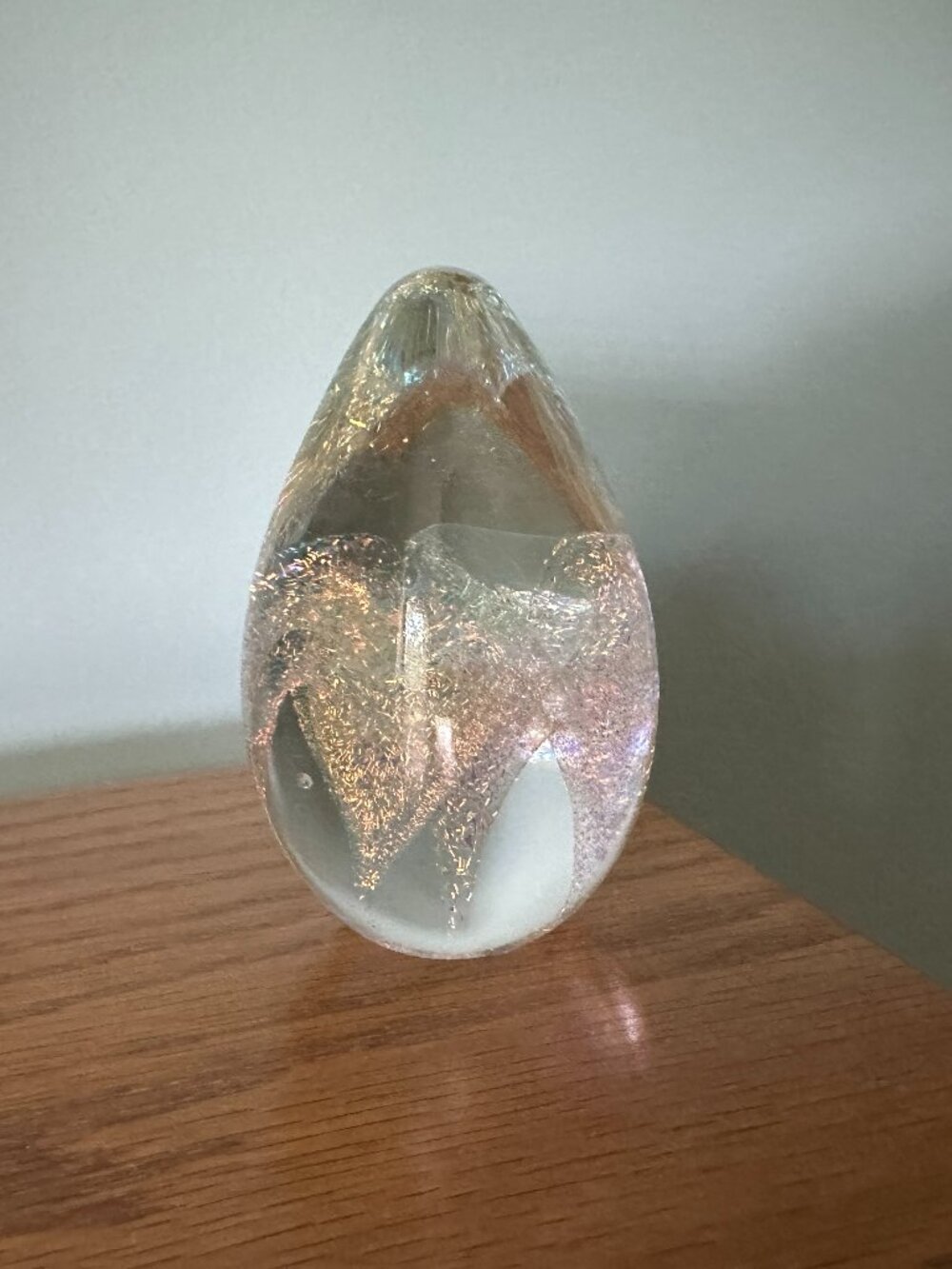 Glass Egg with Glitter & Iridescent Swirls